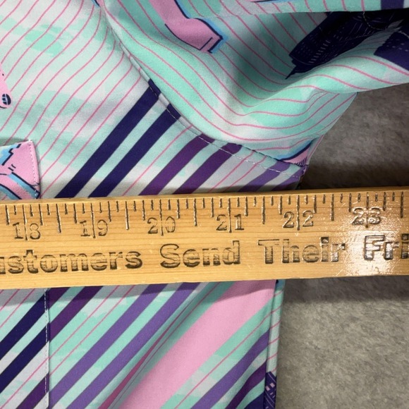 Retro Rifle Ocean Drive Shirt Mens Large Green Miami Graphic Party Button Up - Picture 4 of 6